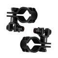 Black engine guard mount bracket with U clamp ring and bolt hardware