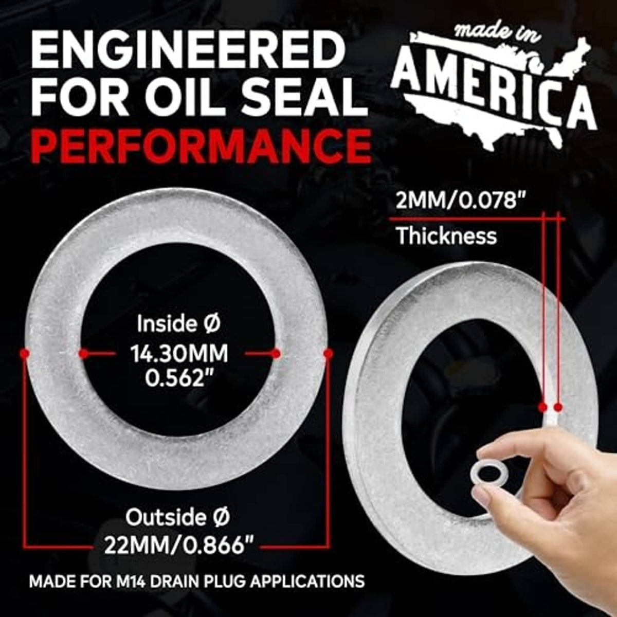 Oil drain plug crush washers, two silver rings with large center openings
