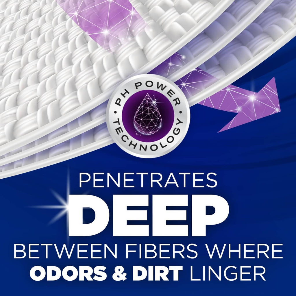 Deep Clean odor formula graphic showing penetration between fibers.