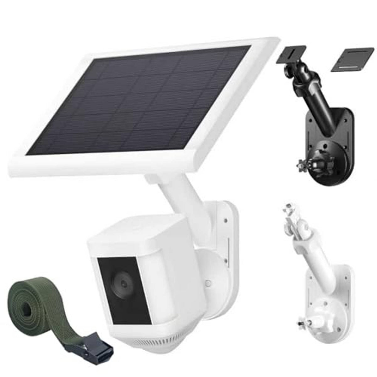 White 2-in-1 wall mount set showing solar panel and camera bracket parts
