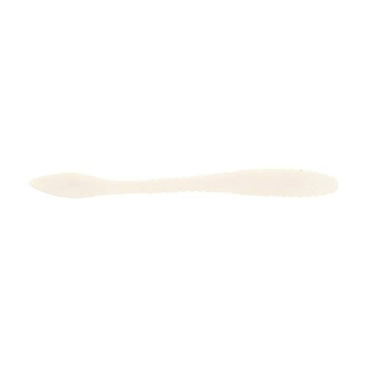 PowerBait Maxscent soft plastic worm bait in white pearl, profile view