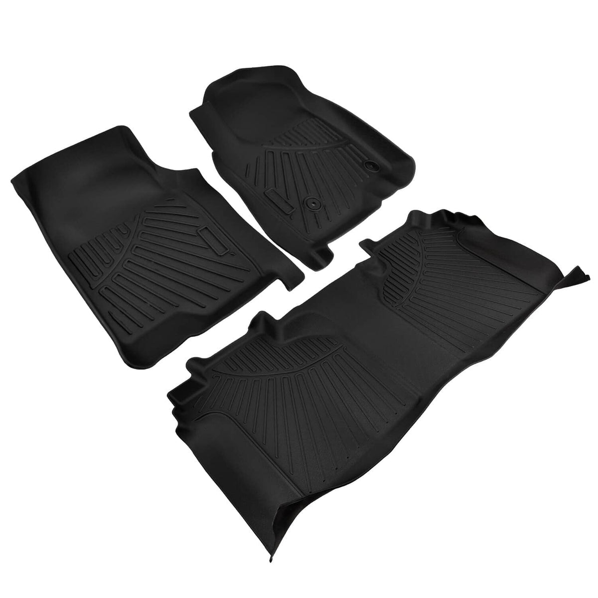 Black all-weather floor mats set, four-piece coverage with textured anti-slip tread