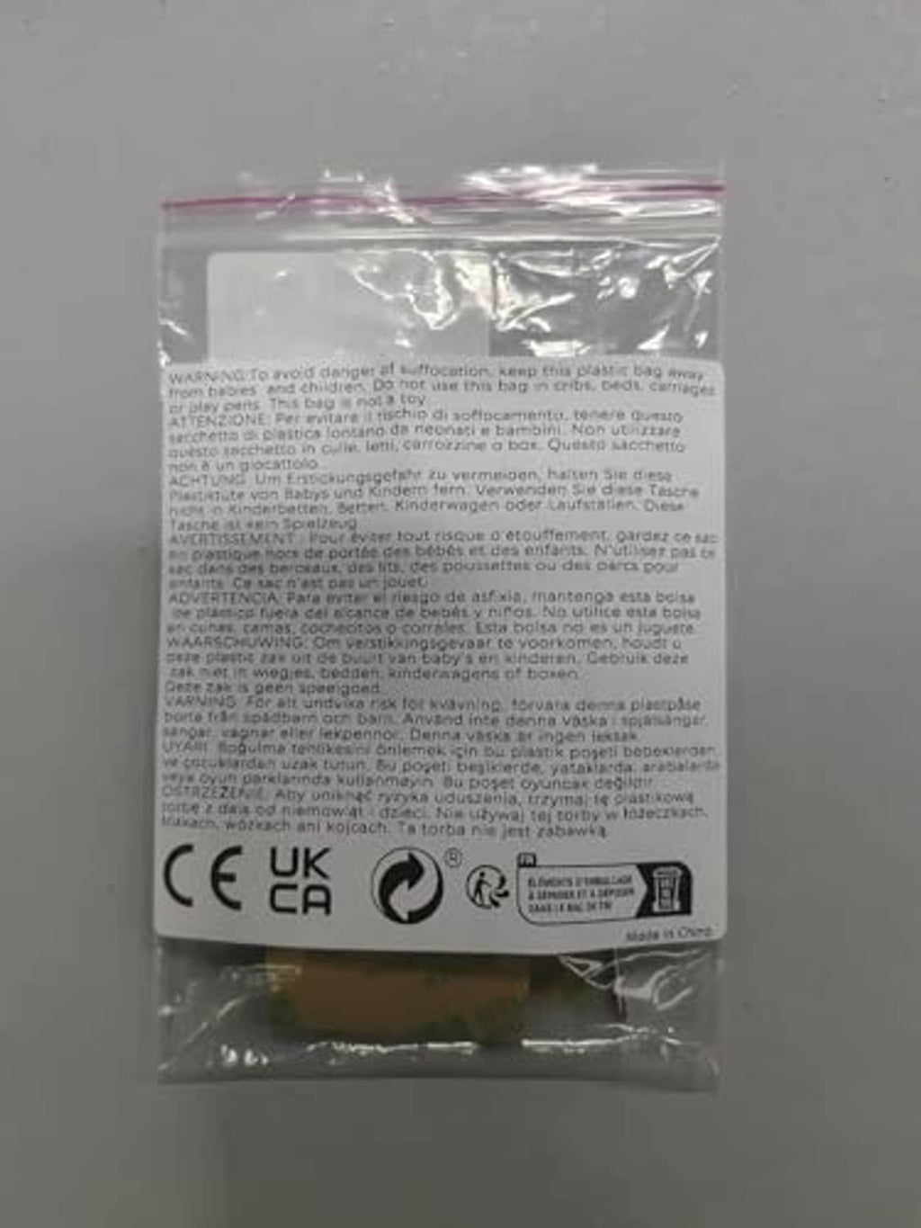 Mini gold and silver letter sticker set, back label on sealed pouch