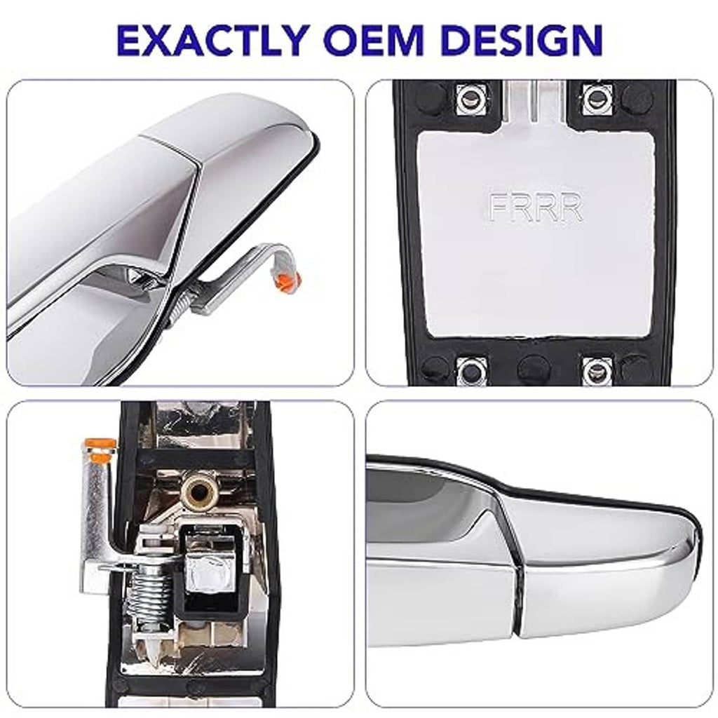 Chrome door handle replacement showing front handle and inside mounting plate