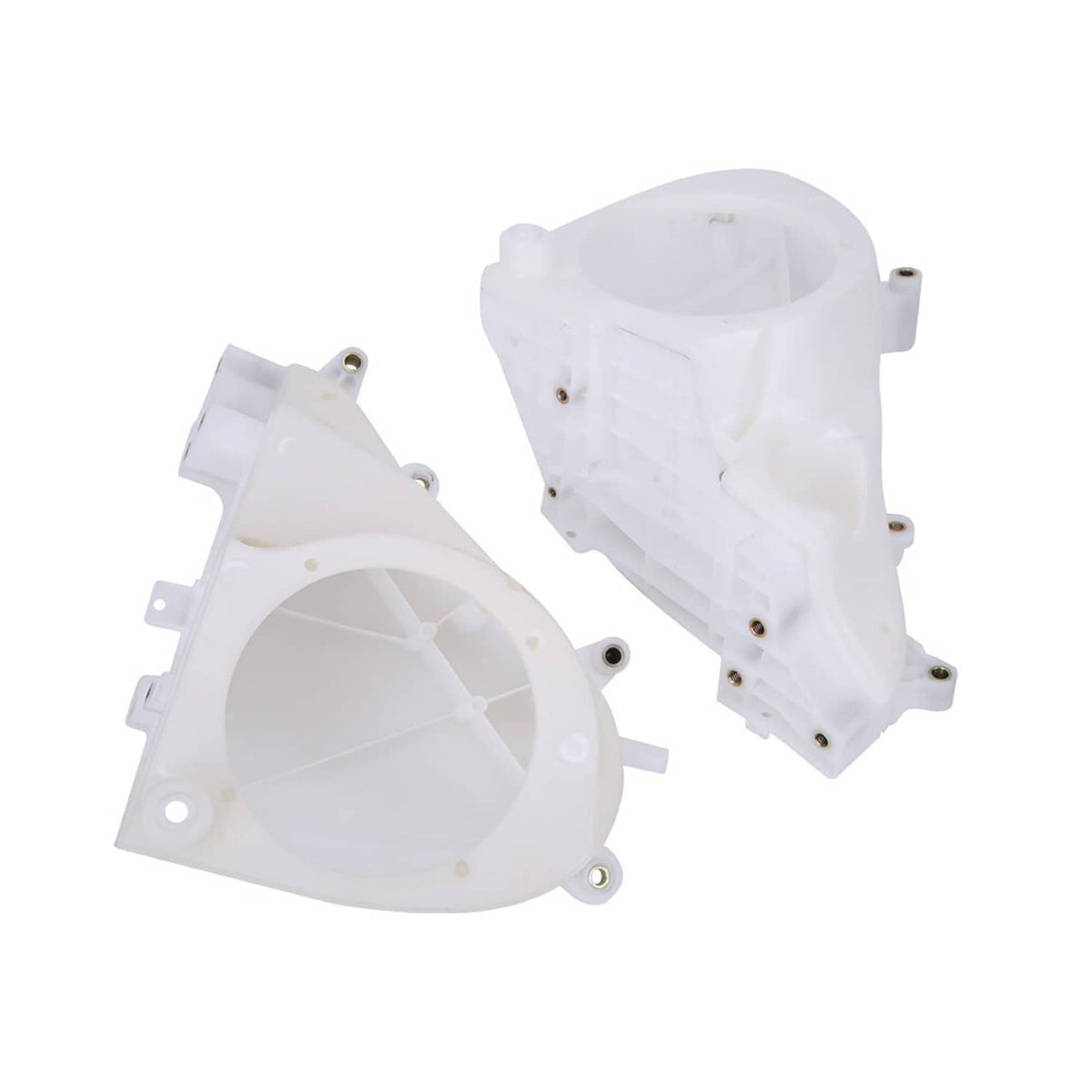 White inner fairing speaker covers with oval grille faces and recessed circular openings