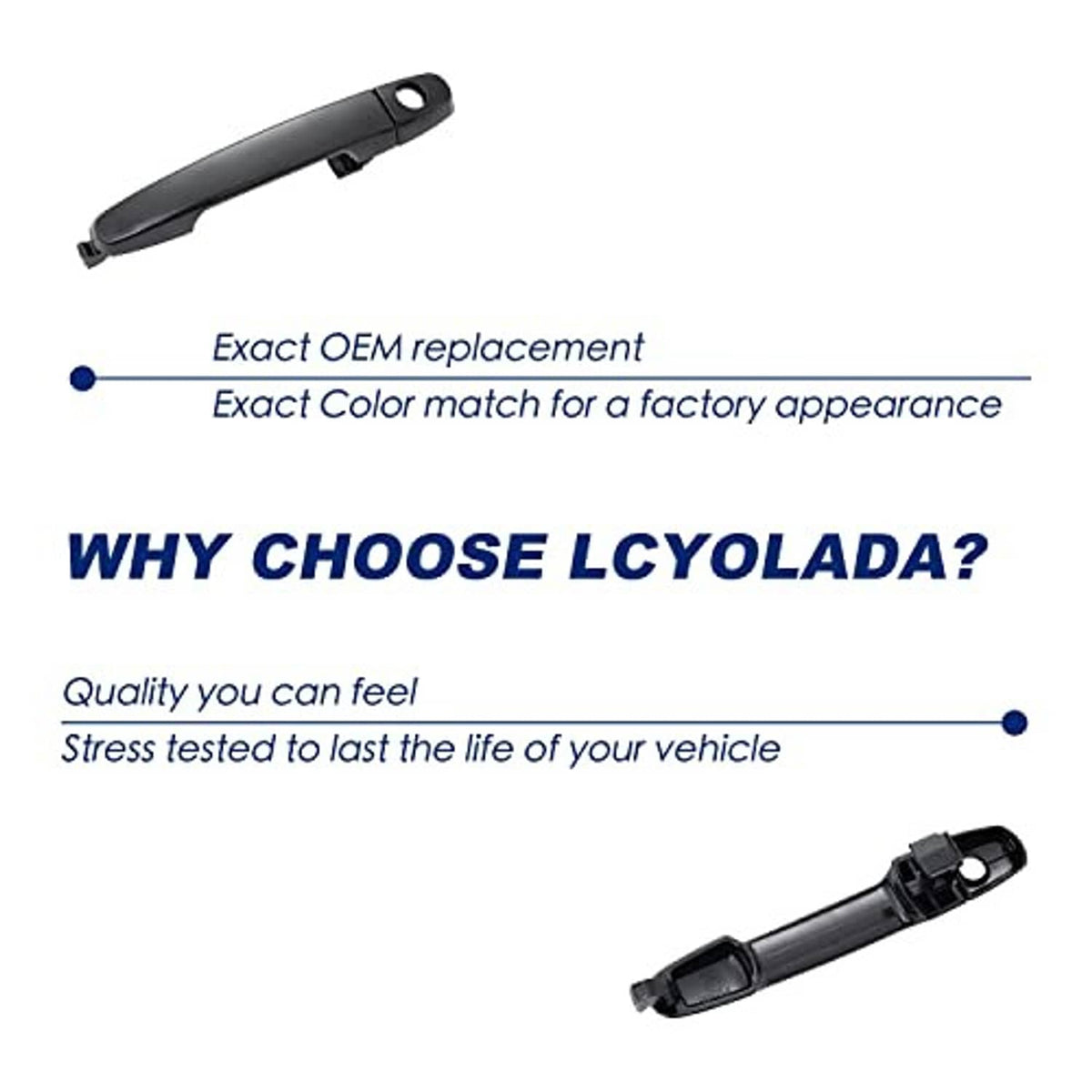 Exterior door handle replacement with black finish and round keyhole on the end