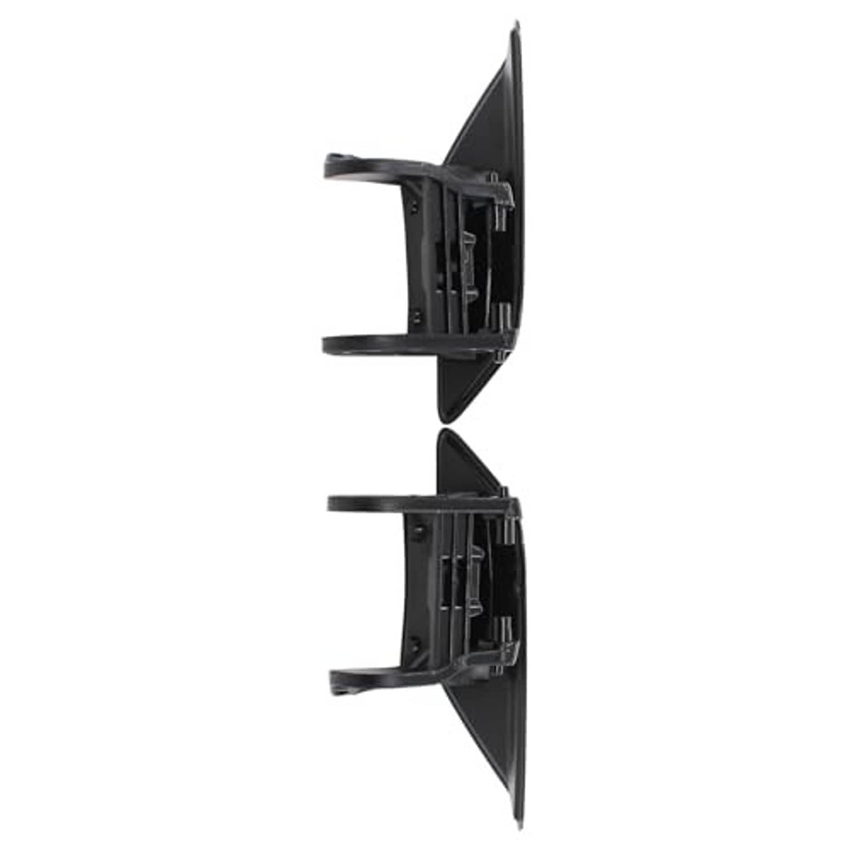 Black headlight washer nozzle cap bracket with vertical mounting tabs