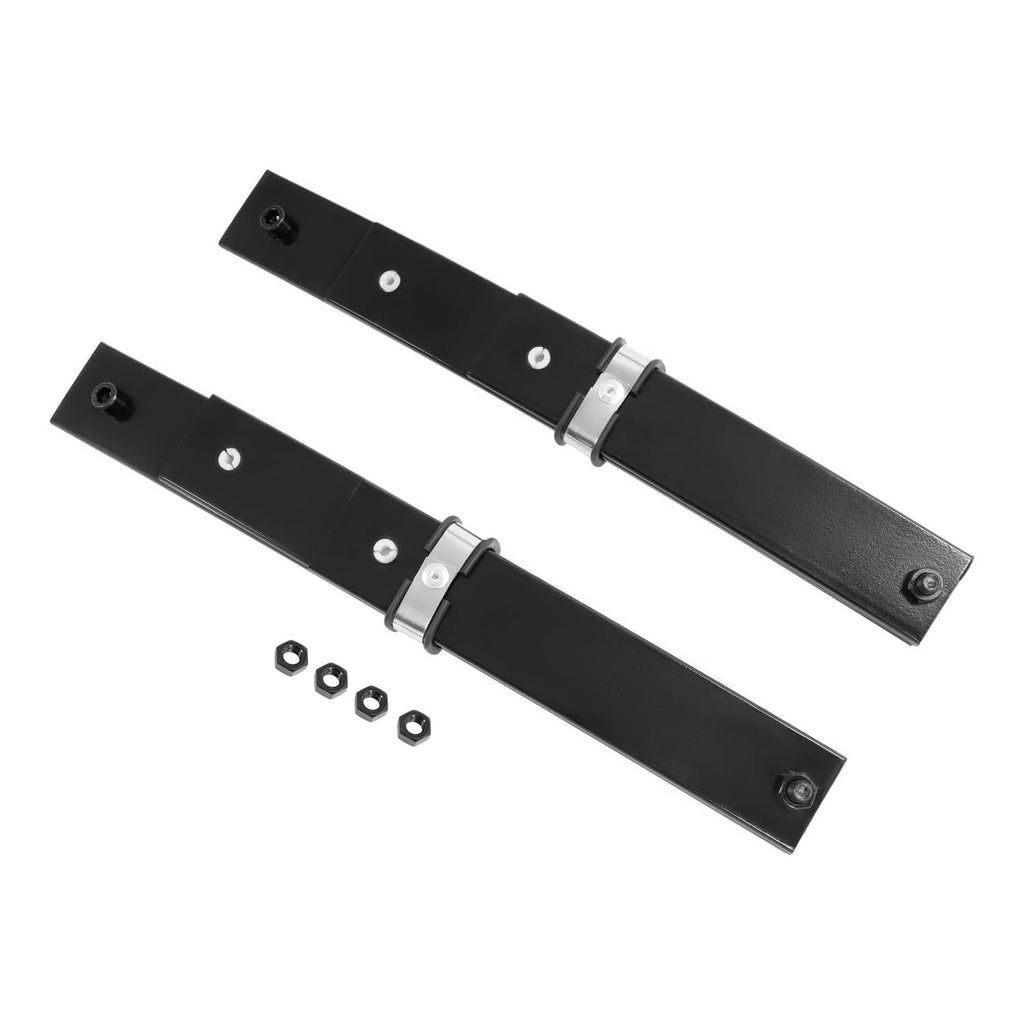 Two black leaf spring bars with bolts, plus four hex mounting nuts