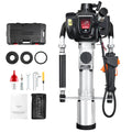 Gas-powered T post driver kit with cylinder, handle, tools, and carrying case