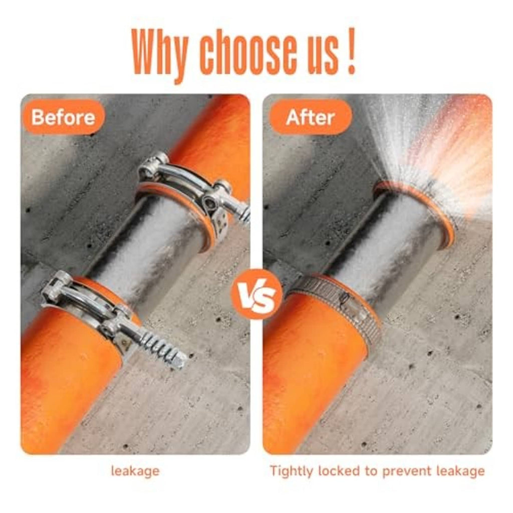 T-bolt hose clamp securing an orange pipe to help prevent leaks