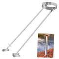 Adjustable stainless steel stove pipe roof support bracket kit with two extension rods