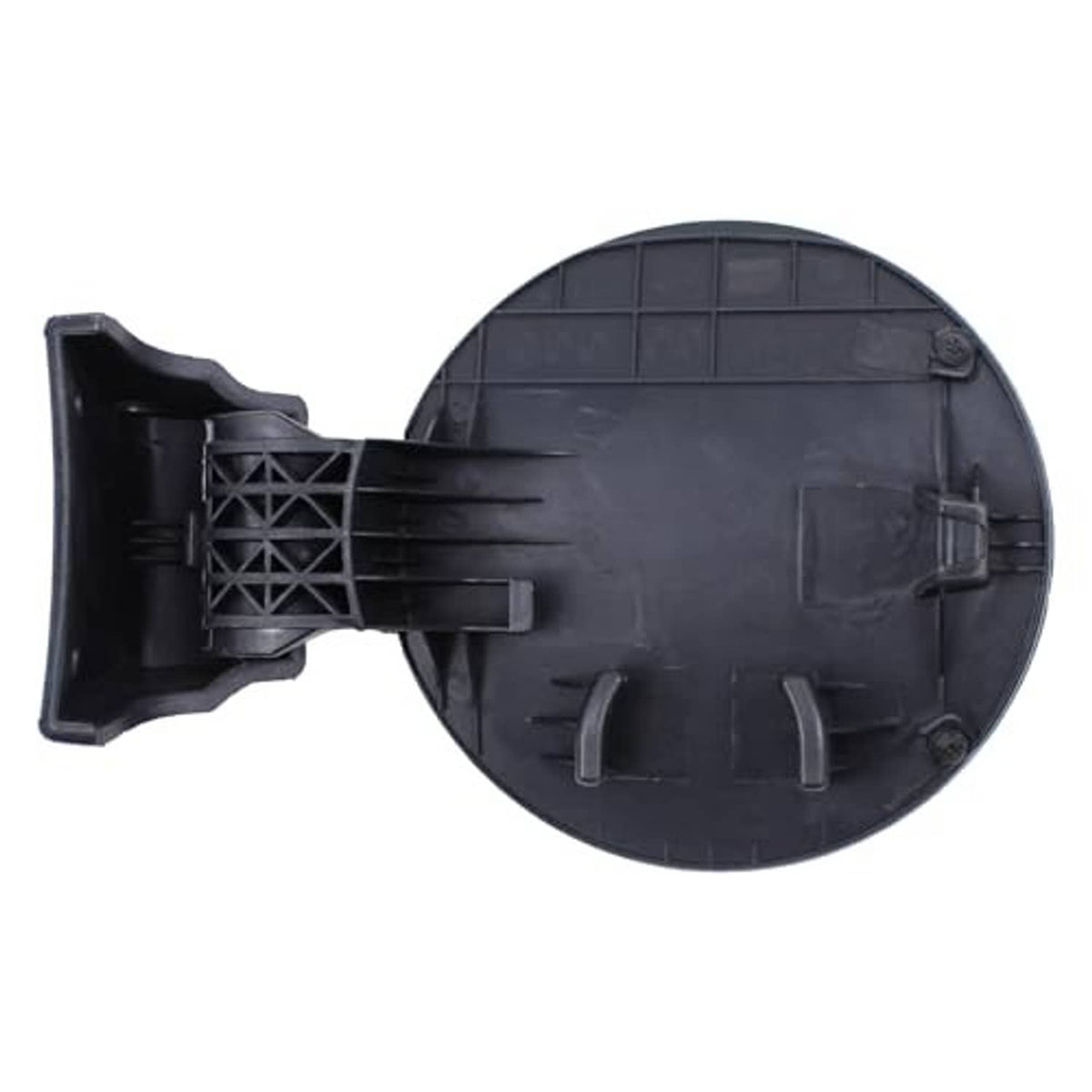 Fuel filler door cover back side with grille-style brace and support clips