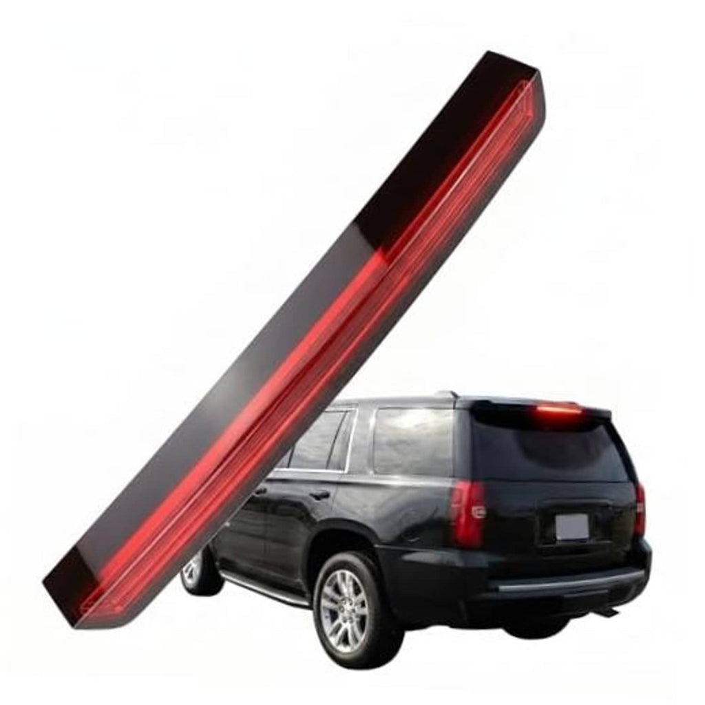 LED third brake light assembly with slim black housing and a red light strip