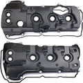 Pair of black engine valve covers with bolt holes and circular ports