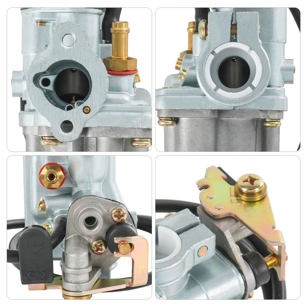 Carburetor air and fuel filter set close-up showing intake and fuel connection ports