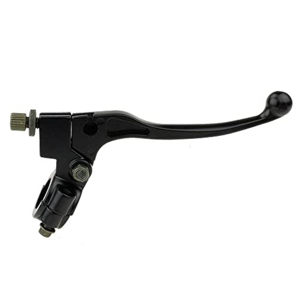 Black universal left clutch/brake lever perch with long curved lever handle and pivot bolt
