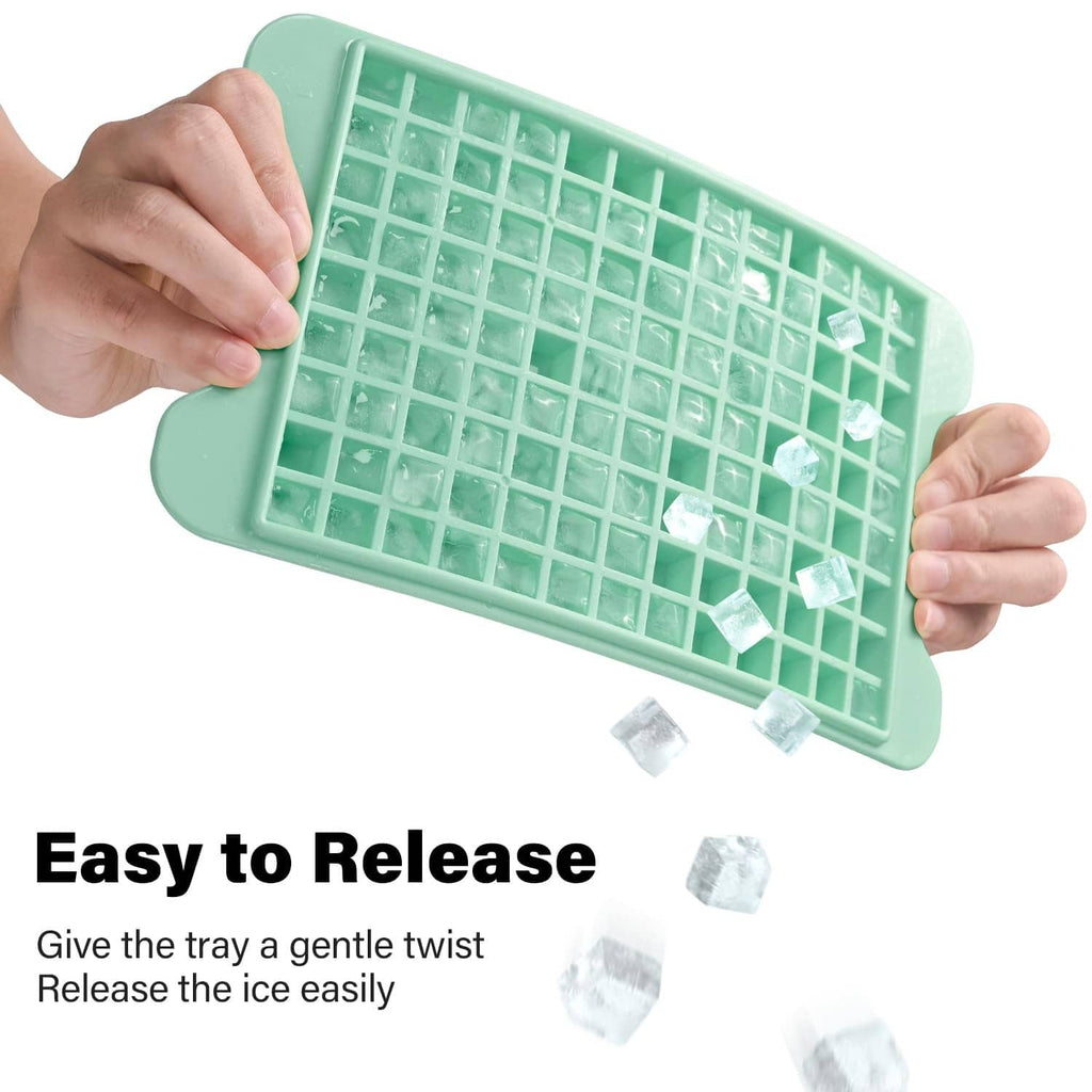Green mini ice cube tray showing small cube grid cavities