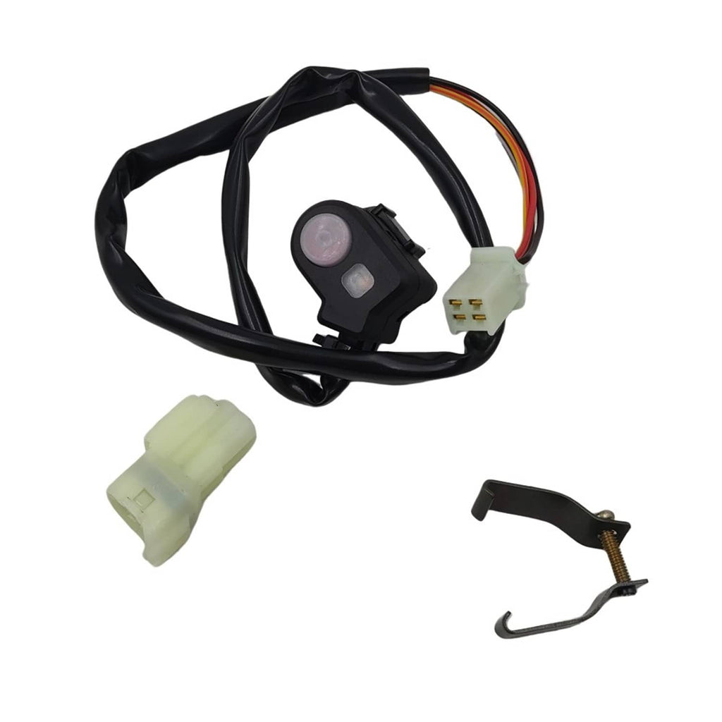 Engine kill switch assembly with black wiring harness, connectors, and mounting bracket