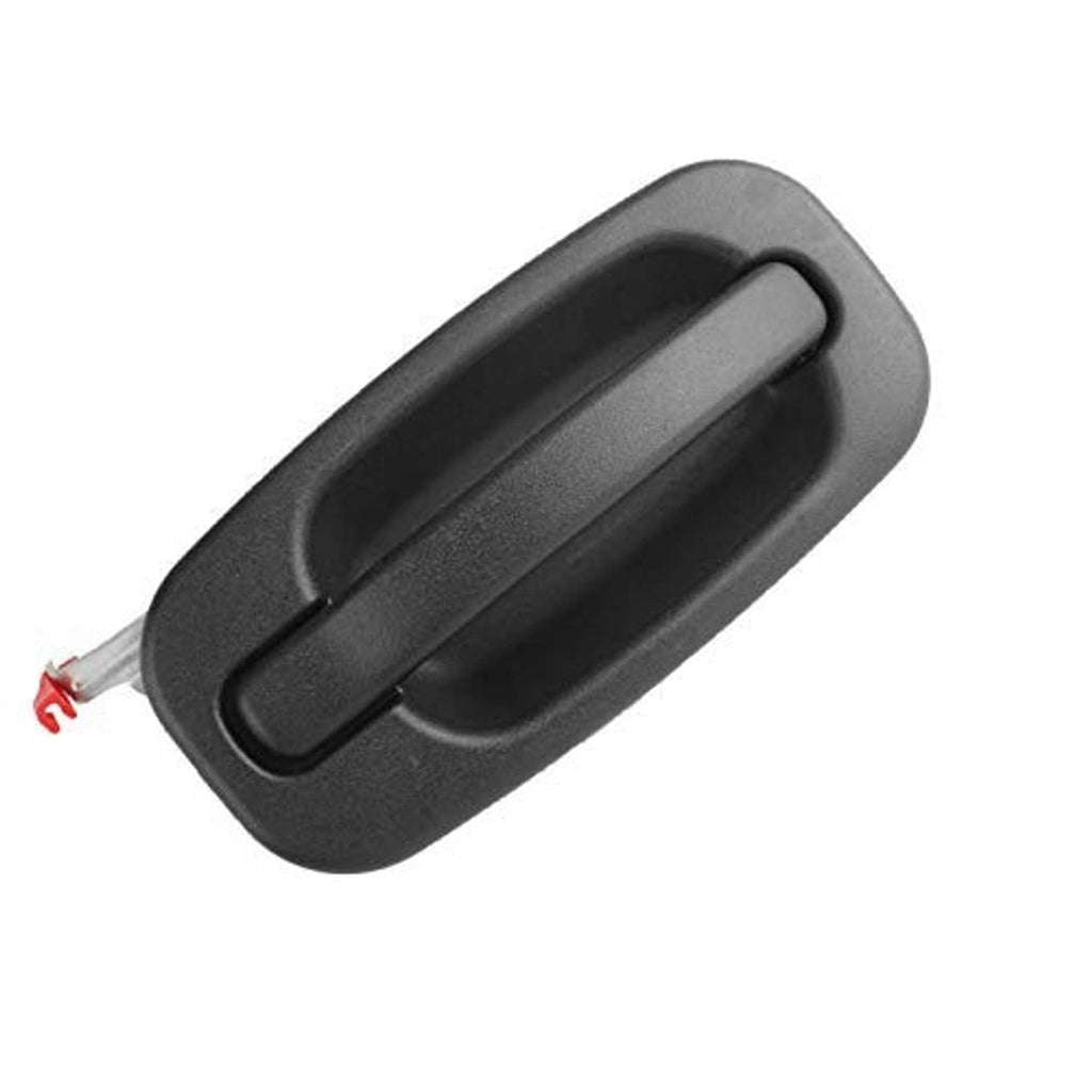 Front passenger exterior door handle, dark gray outer bezel with black pull recess