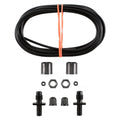 Black air shock absorber hose kit with fittings, nuts, bolts and end caps