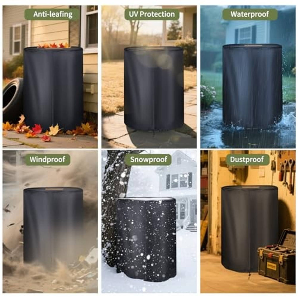Black tire storage cover with waterproof fabric and top drawstring closure
