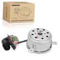 Radiator cooling fan motor with silver housing and wiring harness