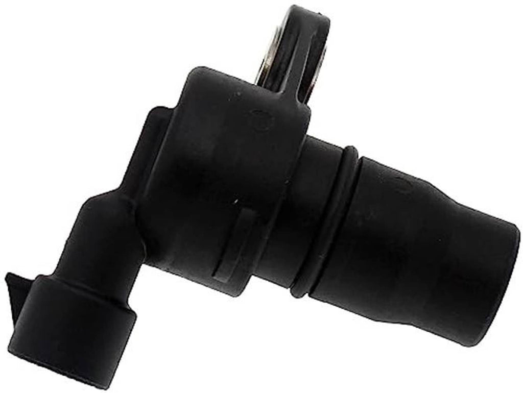 Engine camshaft position sensor with black body and angled electrical connector