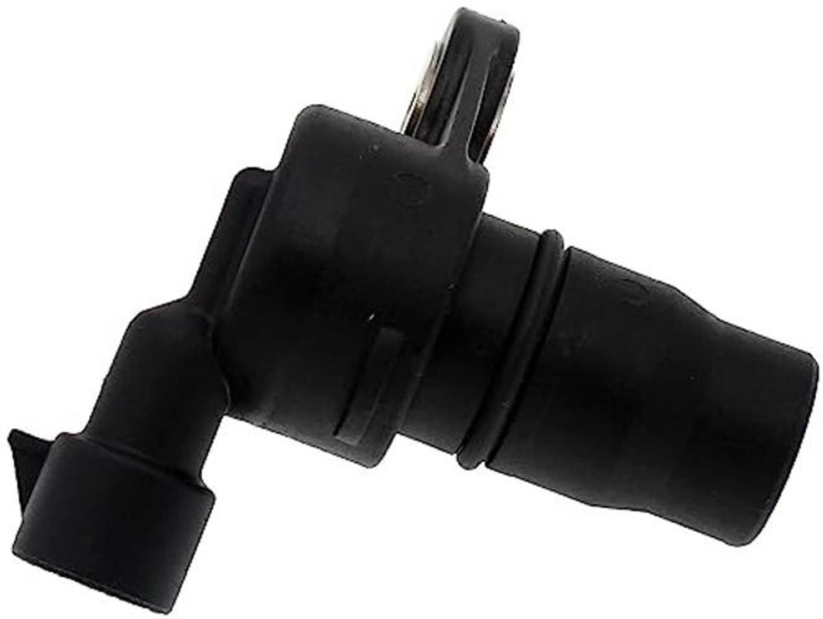 Engine camshaft position sensor with black body and angled electrical connector