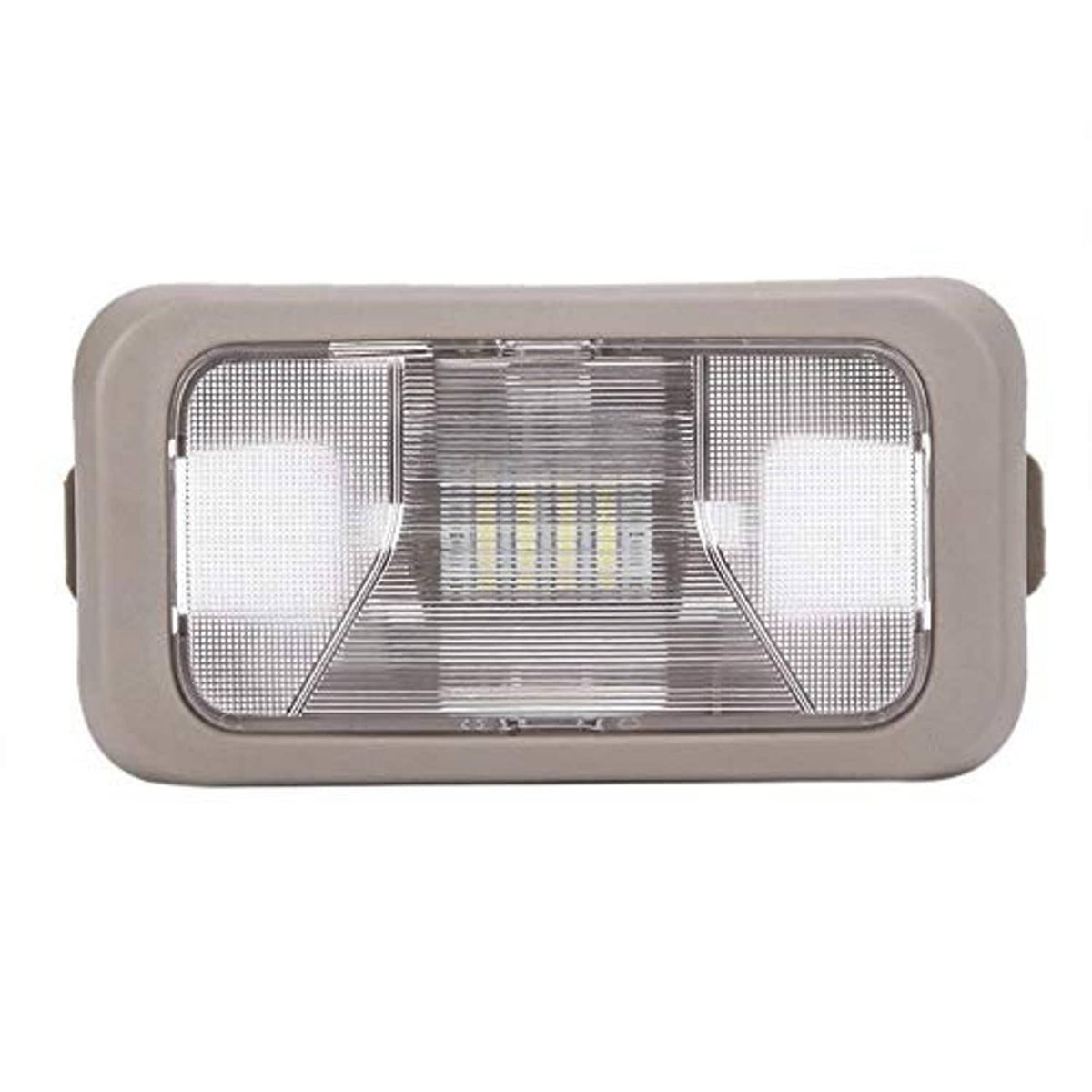 Rectangular car interior dome LED lamp with frosted lens and gray frame