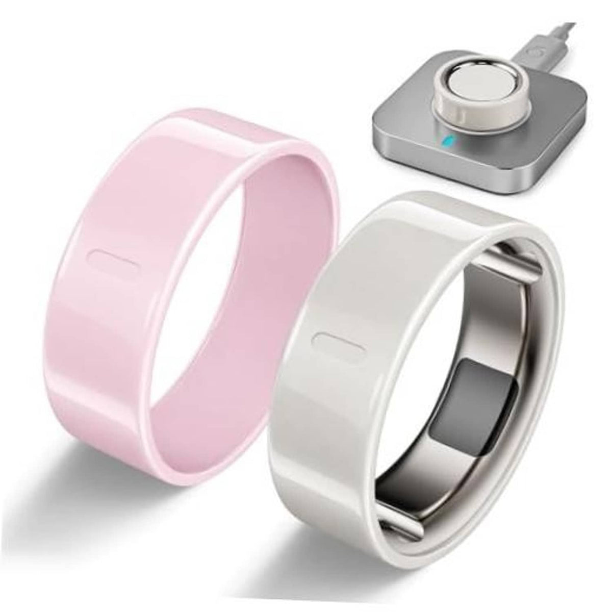 2-pack ring covers in pink and white for a smart ring, snug protective fit