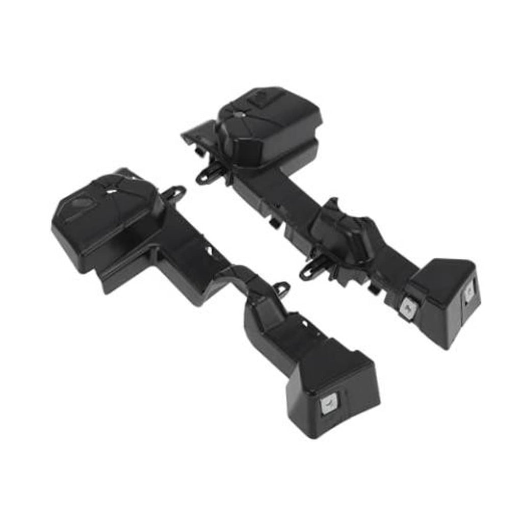 Black front bumper bracket retainer set with mounting hooks and tabs