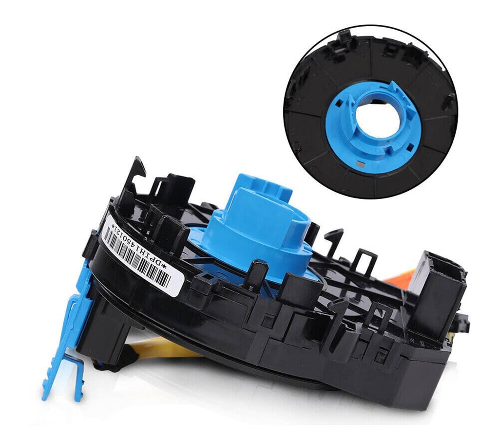 Clock spring connector housing with blue center ring and attached wiring