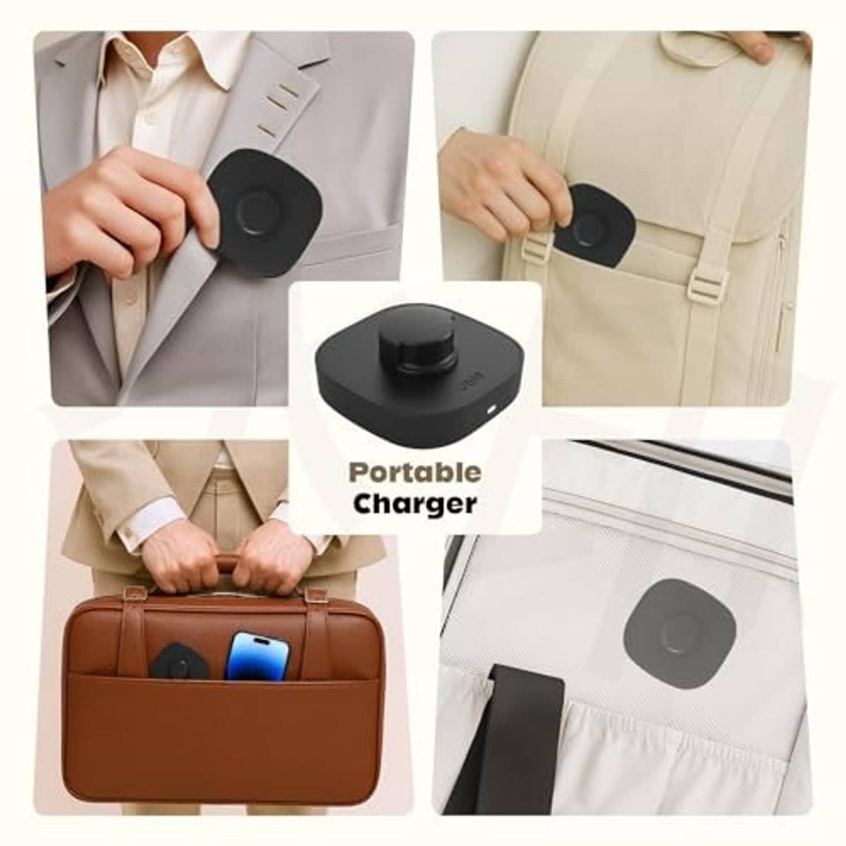 Black portable smart ring charging dock with central cradle