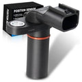 Camshaft position sensor with black connector and metal mounting ring, orange seal