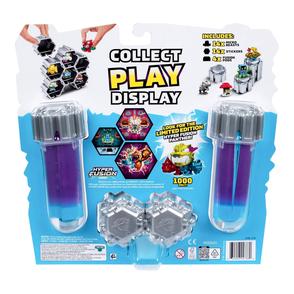 Collect and play display blister pack with 14 micro-beast figures and accessories