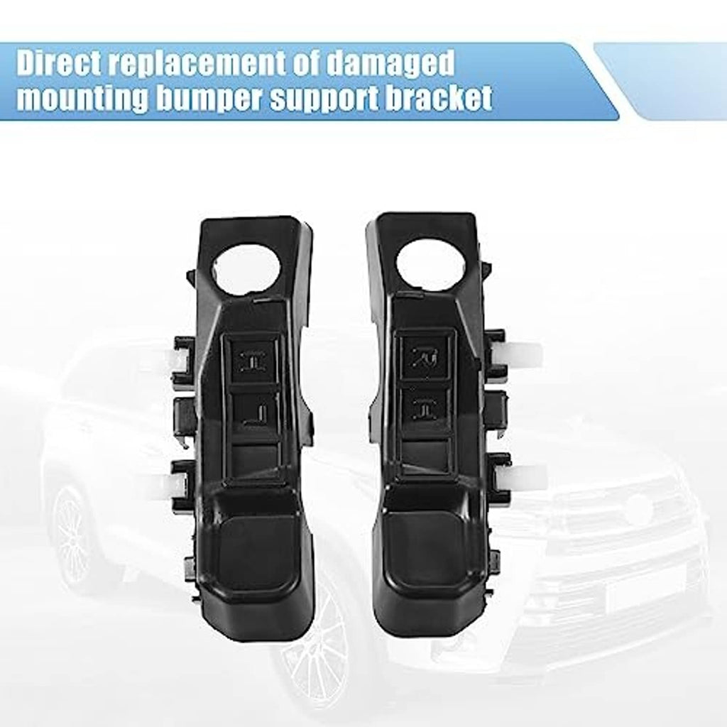 Black front bumper mounting support bracket pair with circular mounting openings