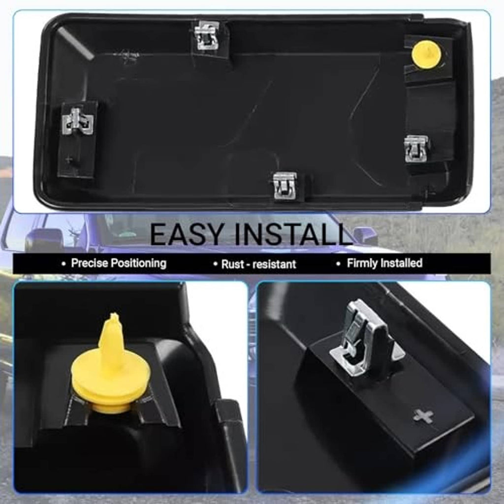 Black underside mounting frame for front bumper grille insert trim with metal clips