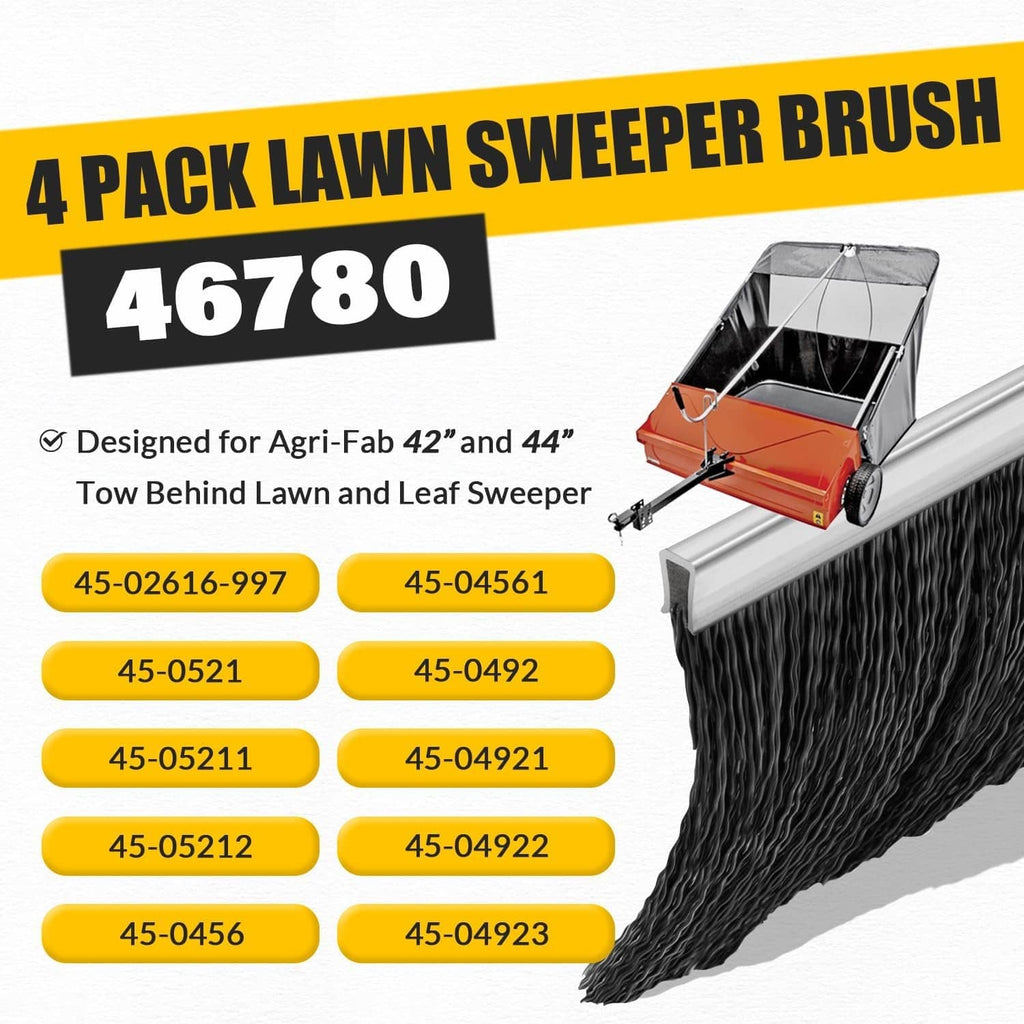 Replacement lawn sweeper brush with thick black bristles on gray sweeper frame