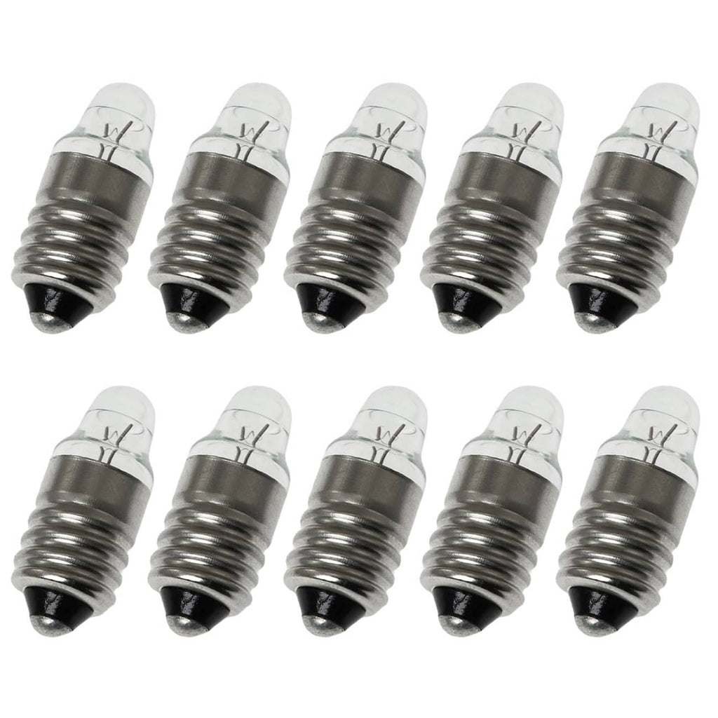 Set of 10 mini E10 screw-base light bulbs, clear glass with metal threaded base