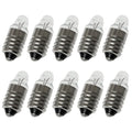 Set of 10 mini E10 screw-base light bulbs, clear glass with metal threaded base