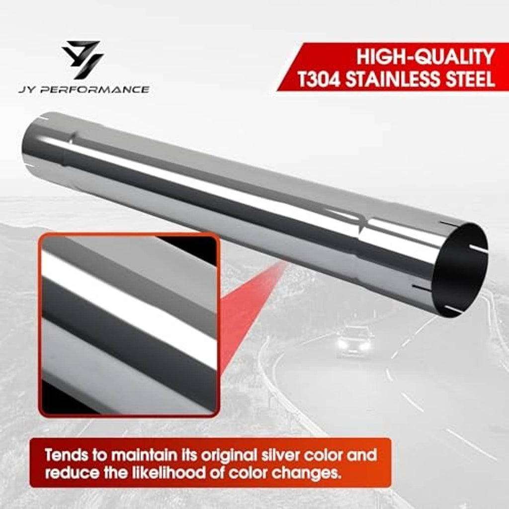 4-inch stainless steel replacement exhaust pipe with long side slot opening detail