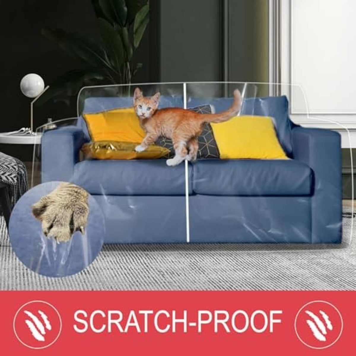 Clear vinyl loveseat protector with scratch-proof protective transparent cover
