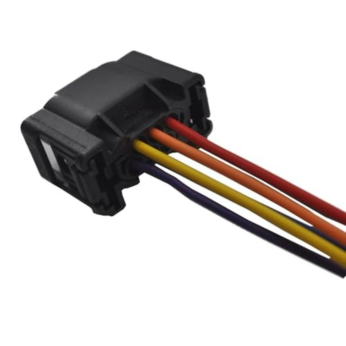 Throttle body connector pigtail harness, black connector housing with red, yellow, blue wires