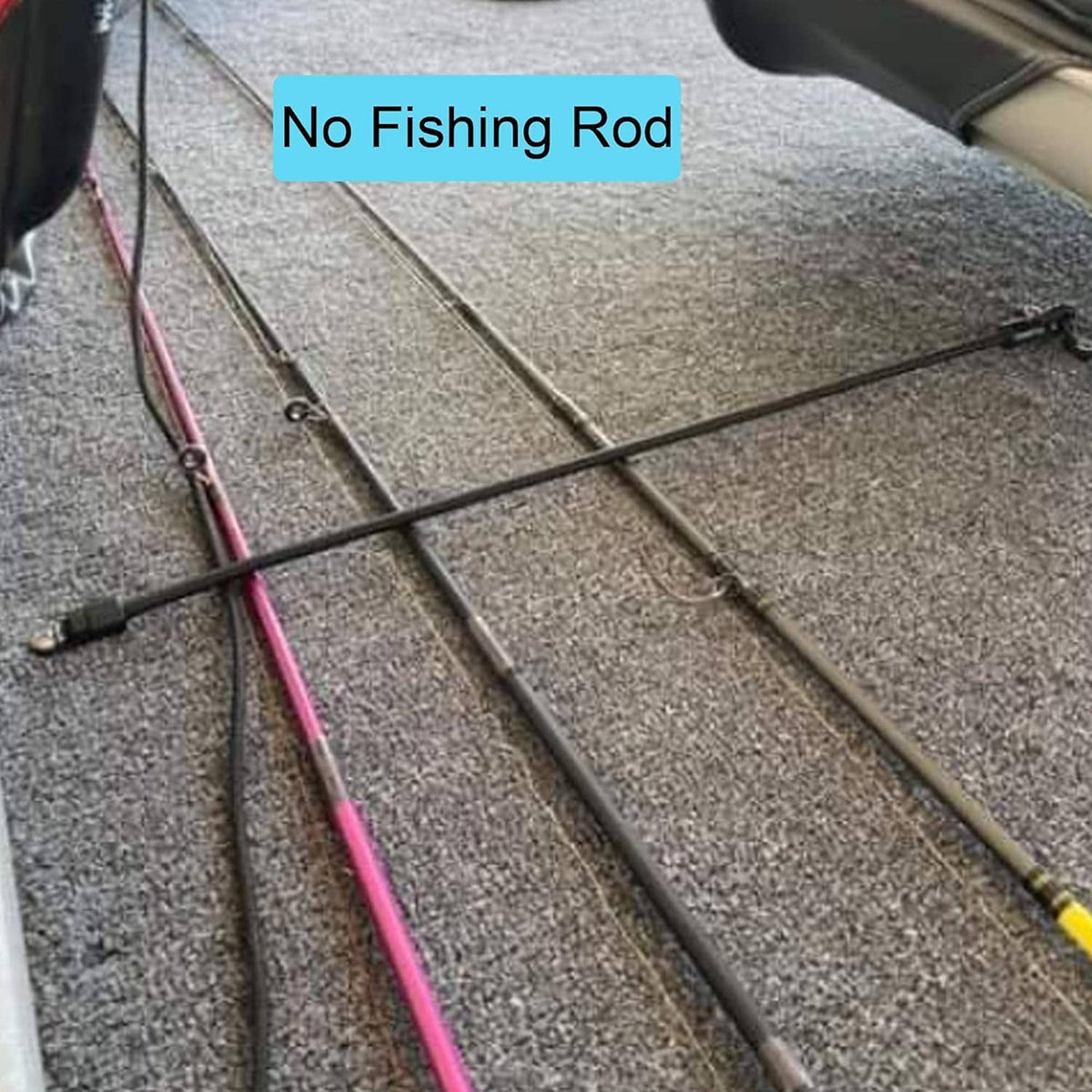 Black rod strap tie for securing fishing rods