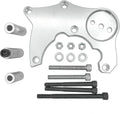 High-mount A/C bracket plate with bolts, washers, and nuts kit, silver metal finish