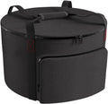 Black round outdoor carrying bag with top handle and front zipper pocket