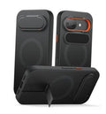 Black MagSafe phone case with camera cutout and raised screen-edge protection