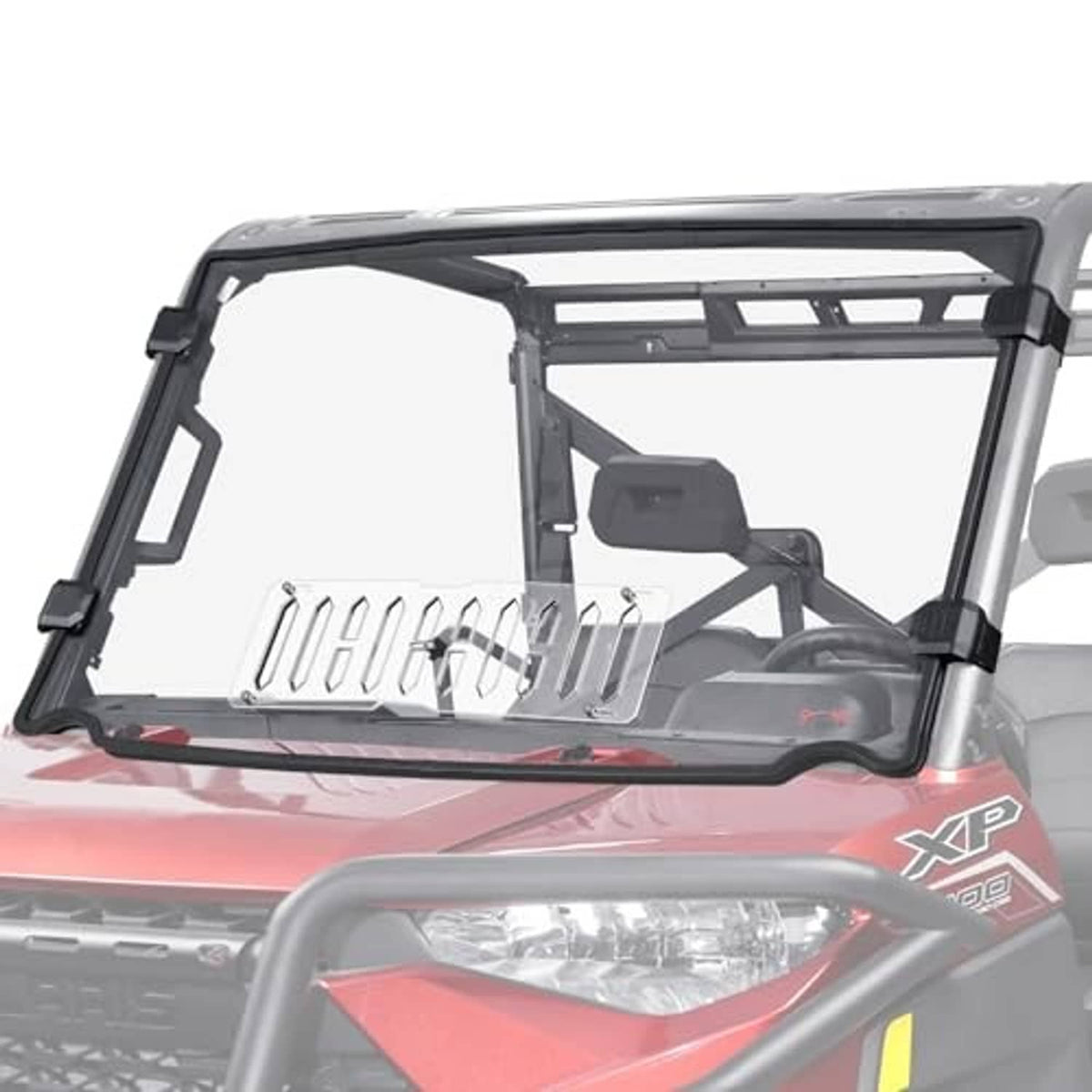 UTV full windshield with black frame and clear sliding window panel for front cabin