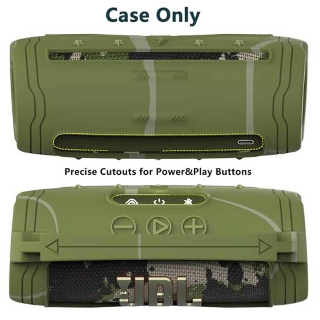 Green silicone case with precise openings and button cutouts for JBL Flip 7