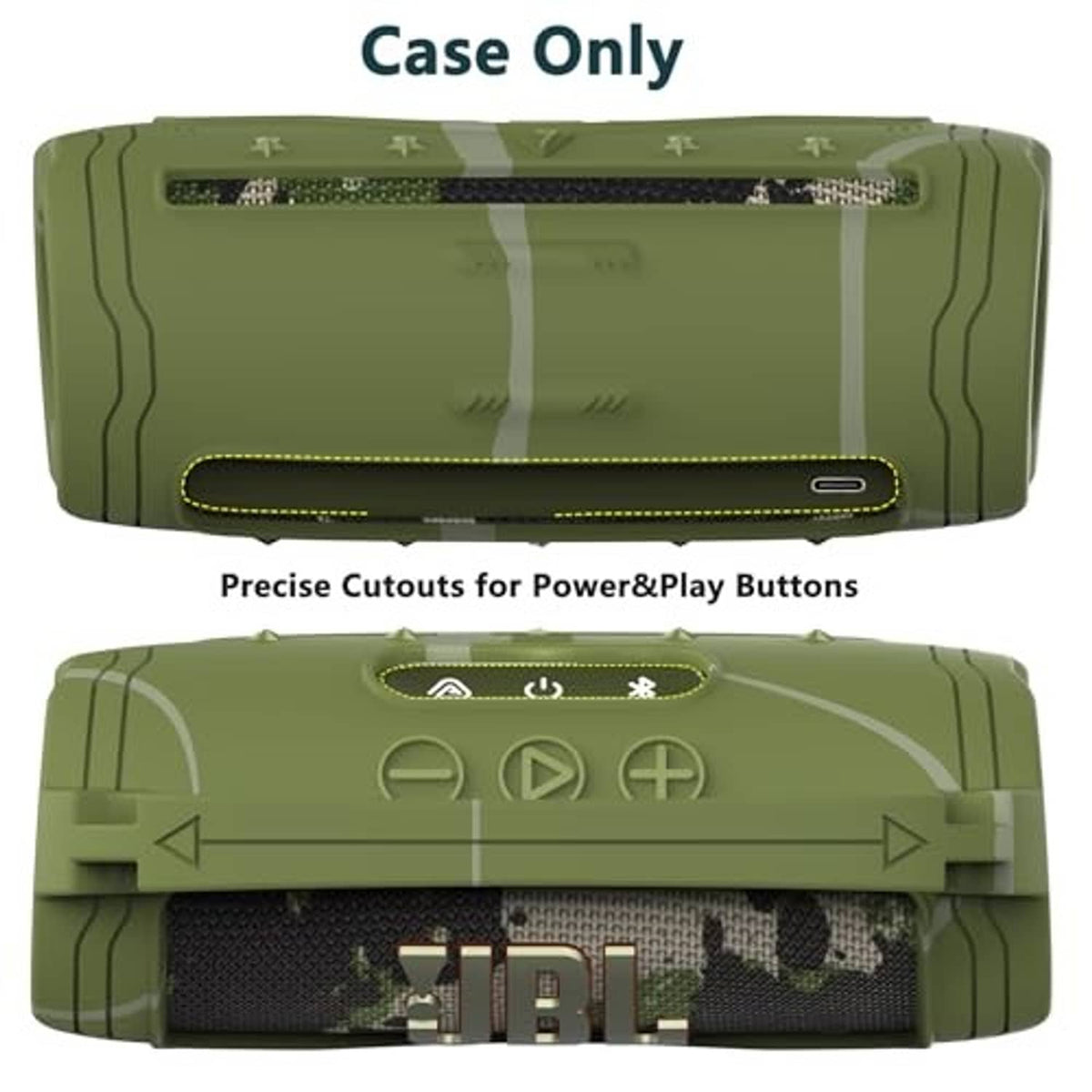 Green silicone case with precise openings and button cutouts for JBL Flip 7